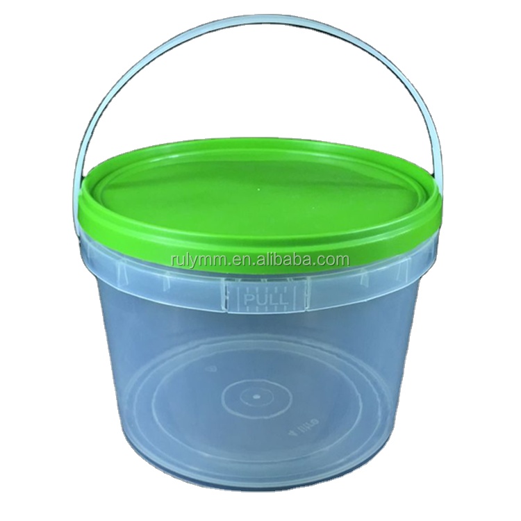 Clear Food Grade 1L Plastic Bucket With Leak Proof Lid-1