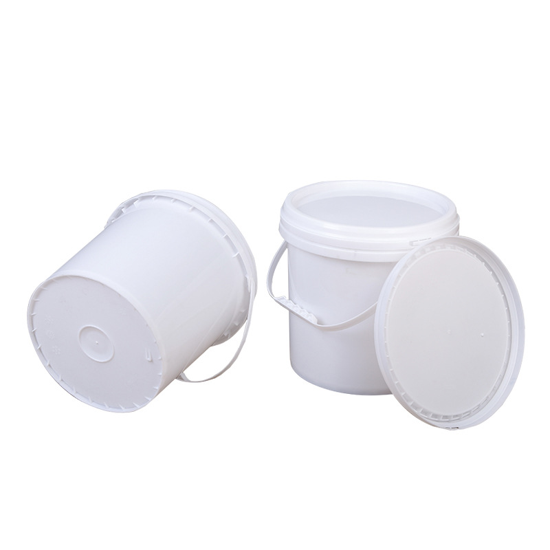 High Quality 10L Food Grade White Plastic Bucket paint plastic pail with Handle & Lid (1)